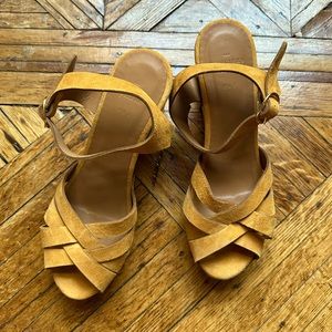 Mustard Suede Sezane ISABELLE CLOGS size 38